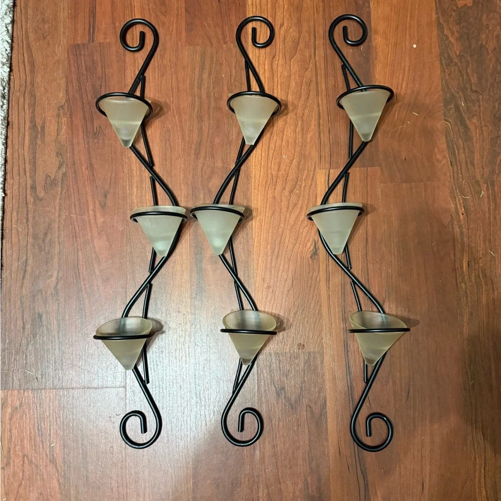 Elegant Black and Cream Wall Sconce Set